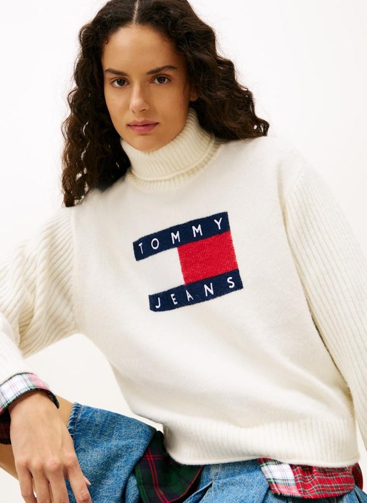 TOMMY JEANS Logo Turtle Neck Pullover Sweater - Image 3