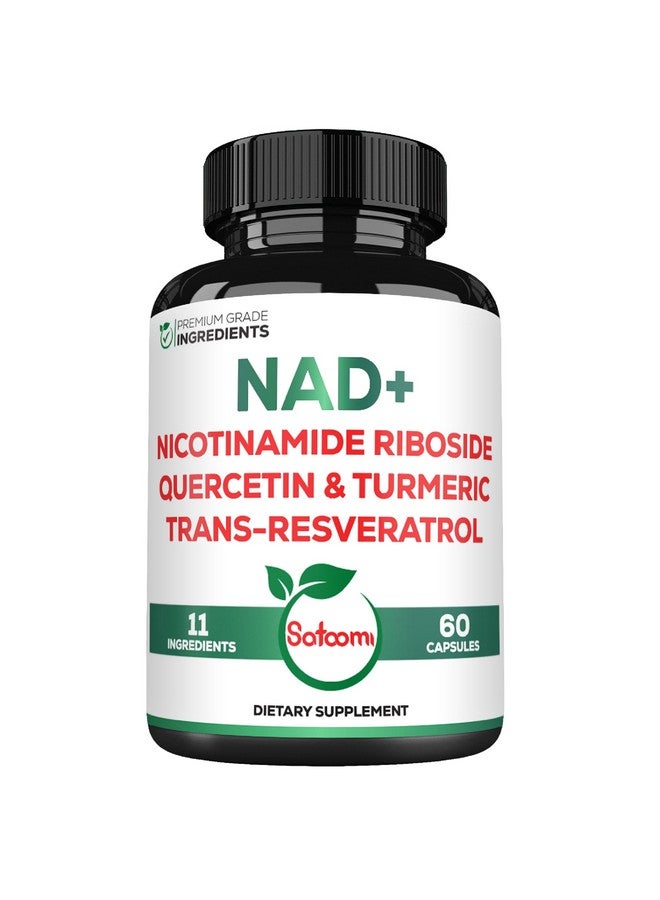 Satoomi مكمل ساتوومي NAD+ مع نيكوتيناميد ريبوسيد 900 ملغ NR، ريسفيراترول، كيرسيتين، كركم، أستراجالوس، جينسنغ، فيتامين D3، فيتامين C - طاقة خلوية، إصلاح وشيخوخة - 60 حبة - Image 1