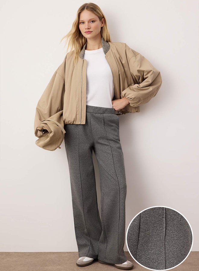 trendyol Gray Glitter Wide Leg Knitted Sweatpants - Image 1