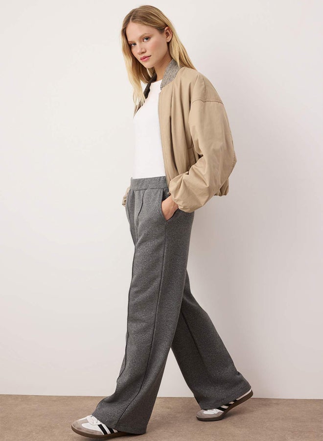 trendyol Gray Glitter Wide Leg Knitted Sweatpants - Image 3