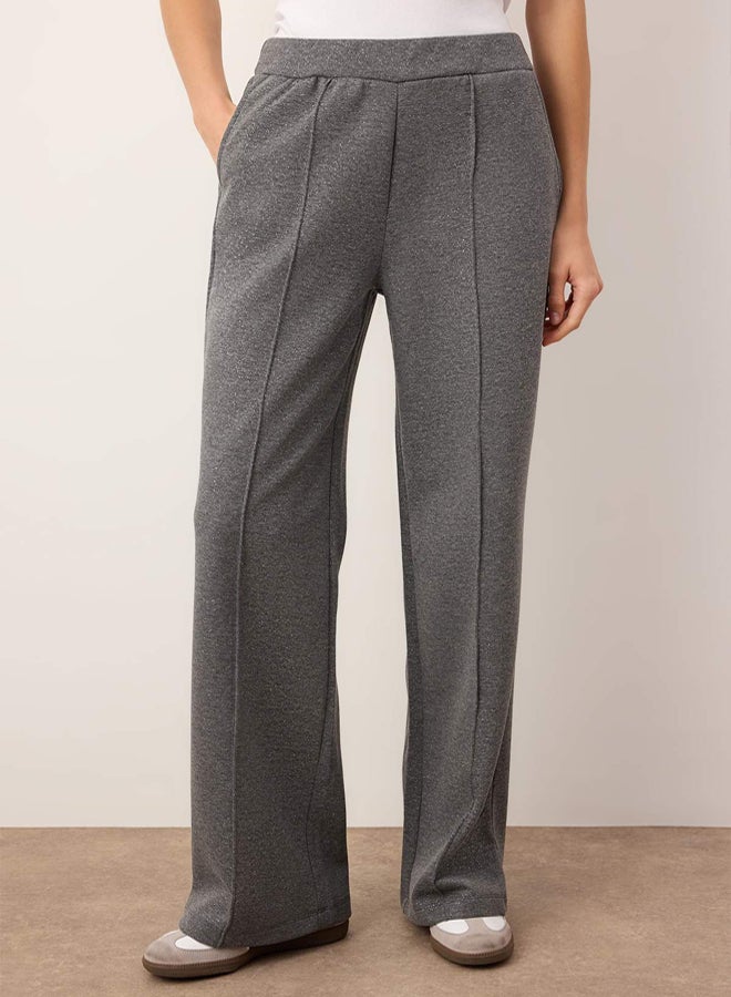 trendyol Gray Glitter Wide Leg Knitted Sweatpants - Image 4