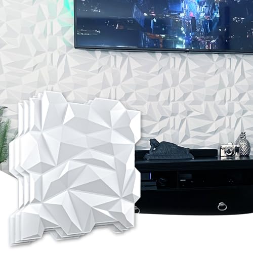 Art3d PVC 3D Diamond Wall Panel Jagged Matching-Matt White, for Residential and Commercial Interior Décor - Image 1