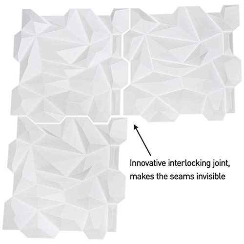 Art3d PVC 3D Diamond Wall Panel Jagged Matching-Matt White, for Residential and Commercial Interior Décor - Image 3