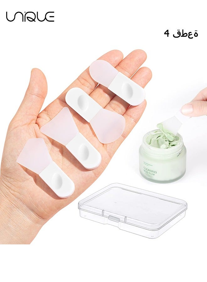 Unique 4PCS Face Mask Applicator Brushes,Mini Cosmetic Spatula Silicone Face Mask Brush Portable Makeup Spatula for Cosmetic Mask, Mud, Clay Mask, Eye Mask - Image 1