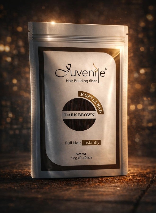 جوفينايل عبوة إعادة تعبئة ألياف الشعر للأطفال - ألياف بناء الشعر للرجال والنساء، بني داكن (12 غرام) | تغطي على الفور المناطق الخفيفة وبقع الصلع | مظهر طبيعي، يدوم طويلاً - Image 4