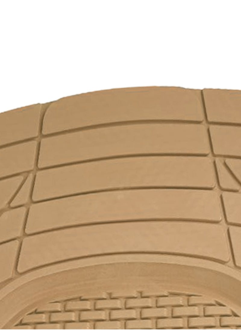 3XR - Universal Car Floor Mat Set, Non-Skip, High-Quality PVC, All-Season, 5 Pcs - Beige - Image 1