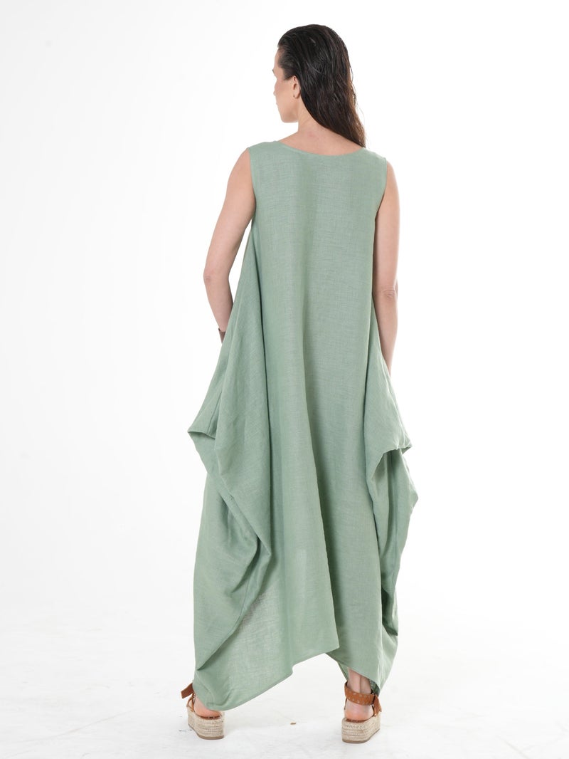 Metamorphoza Oversize Linen Dress In Green - Image 4