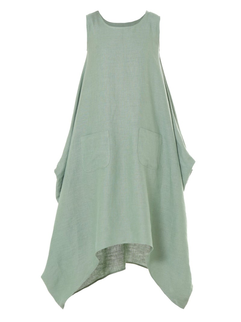 Metamorphoza Oversize Linen Dress In Green - Image 3