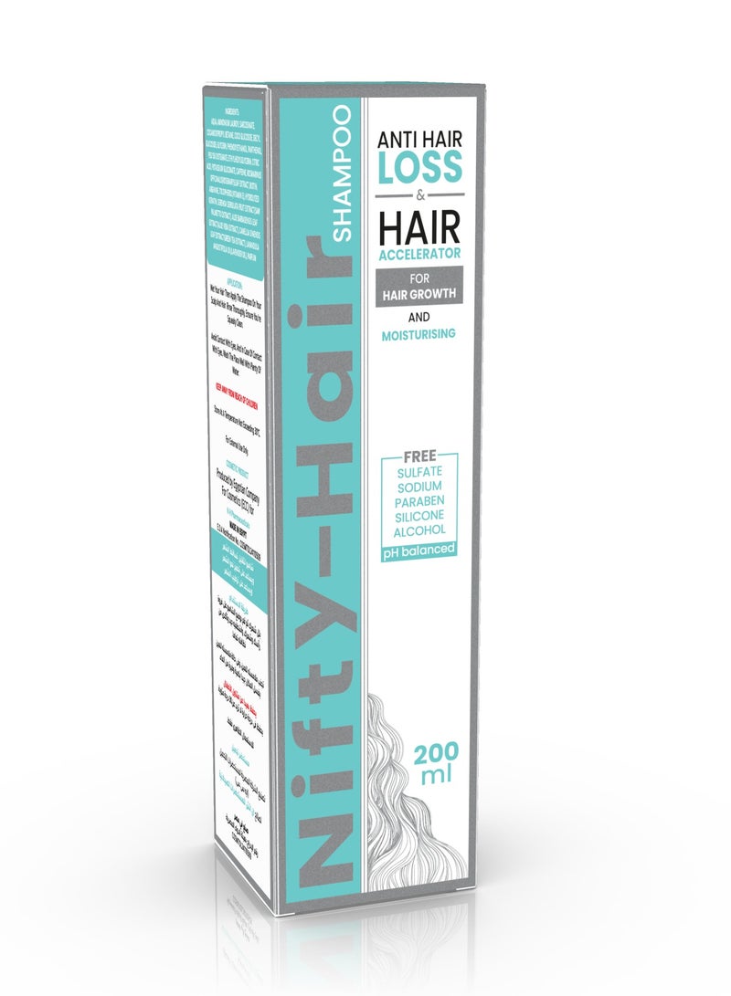 Nifty Hair Shampoo Free of (Sulfate, Paraben, Silicone, and Alcohol) with Balanced pH 200 ml - Image 1