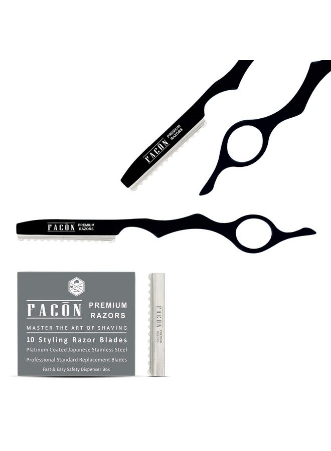 FACON Facón Professional Hair Styling Thinning Texturizing Cutting Faether Razor + 10 Replacement Blades - Image 2