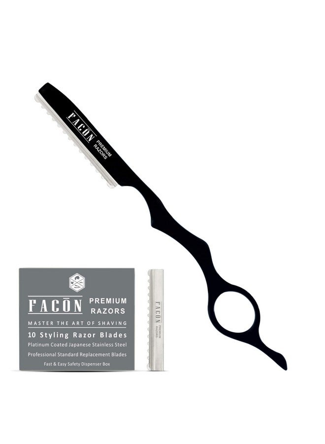 FACON Facón Professional Hair Styling Thinning Texturizing Cutting Faether Razor + 10 Replacement Blades - Image 1