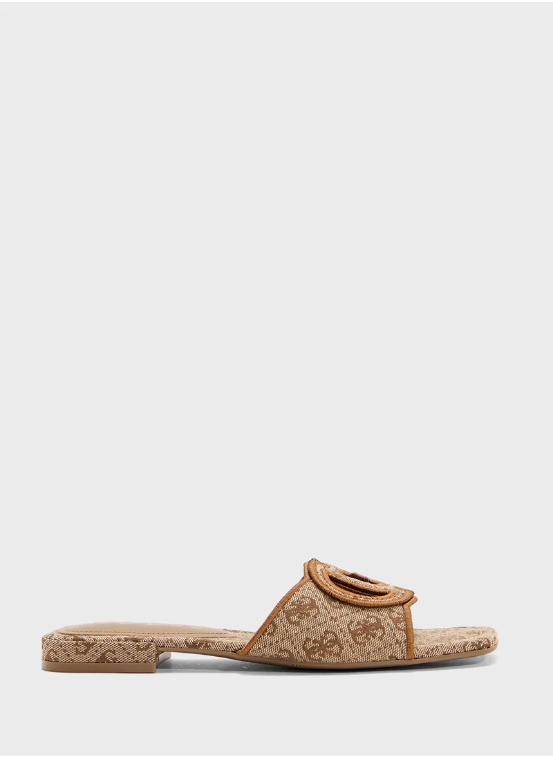 جس Jacquard Single Strap Low Heel Sandals
