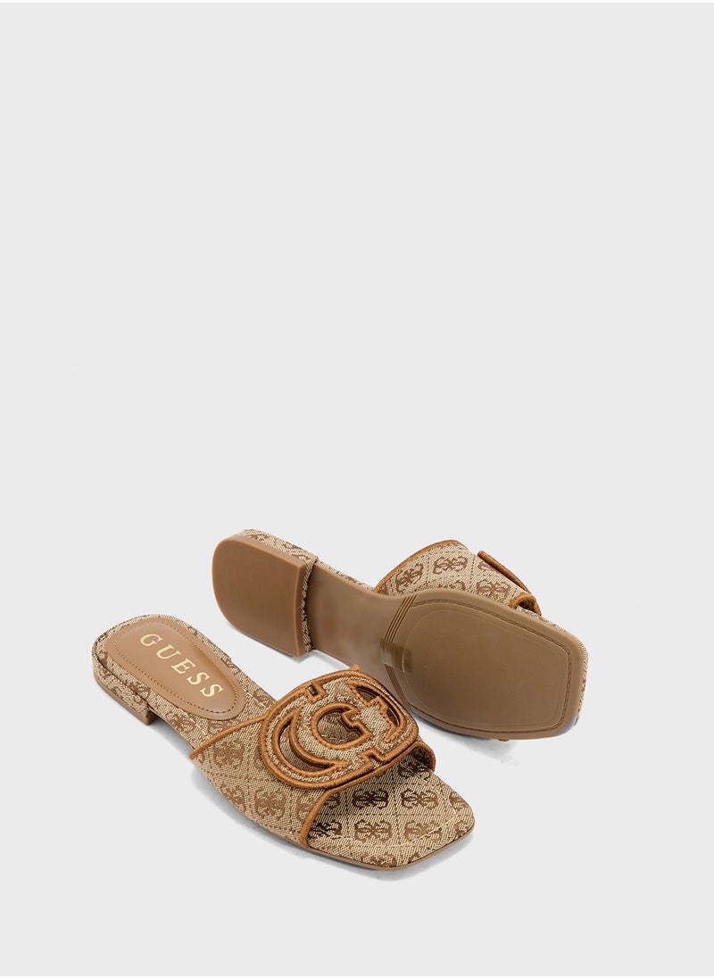 GUESS Jacquard Single Strap Low Heel Sandals  - Image 3