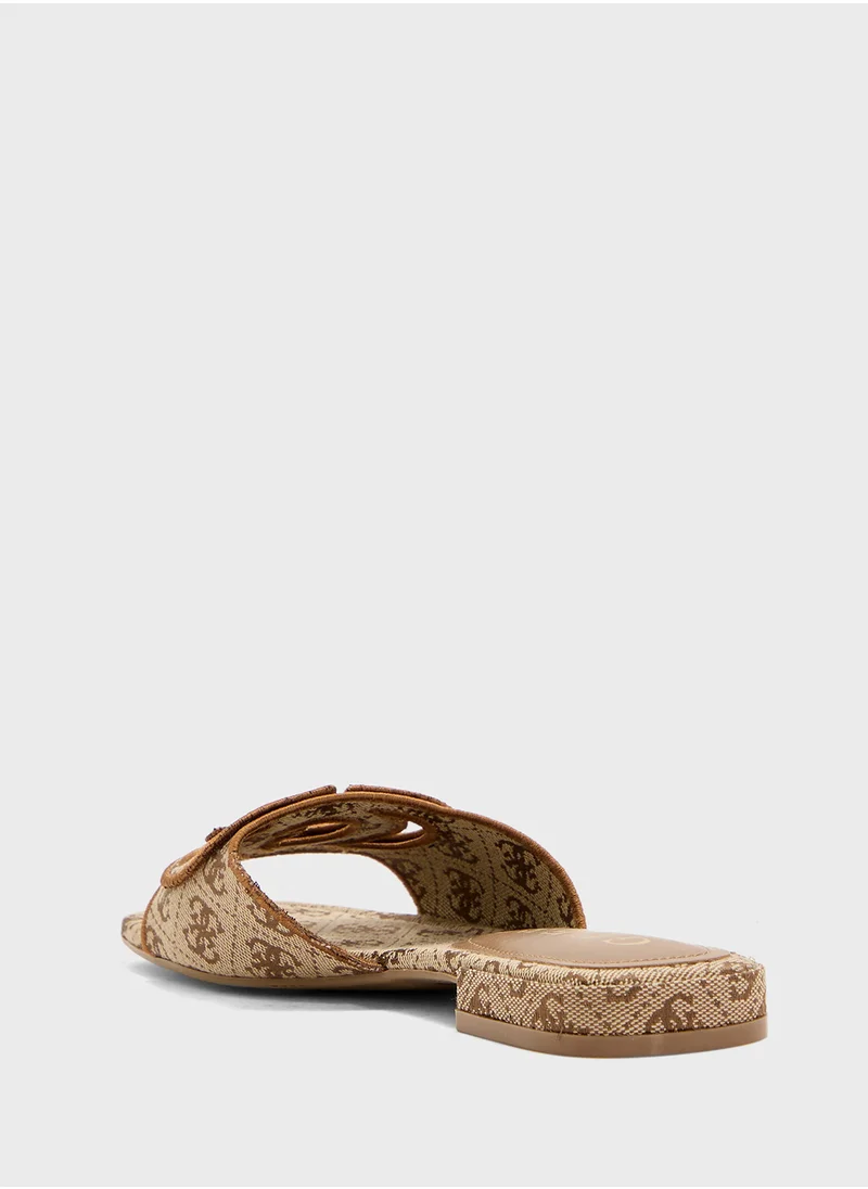 جس Jacquard Single Strap Low Heel Sandals
