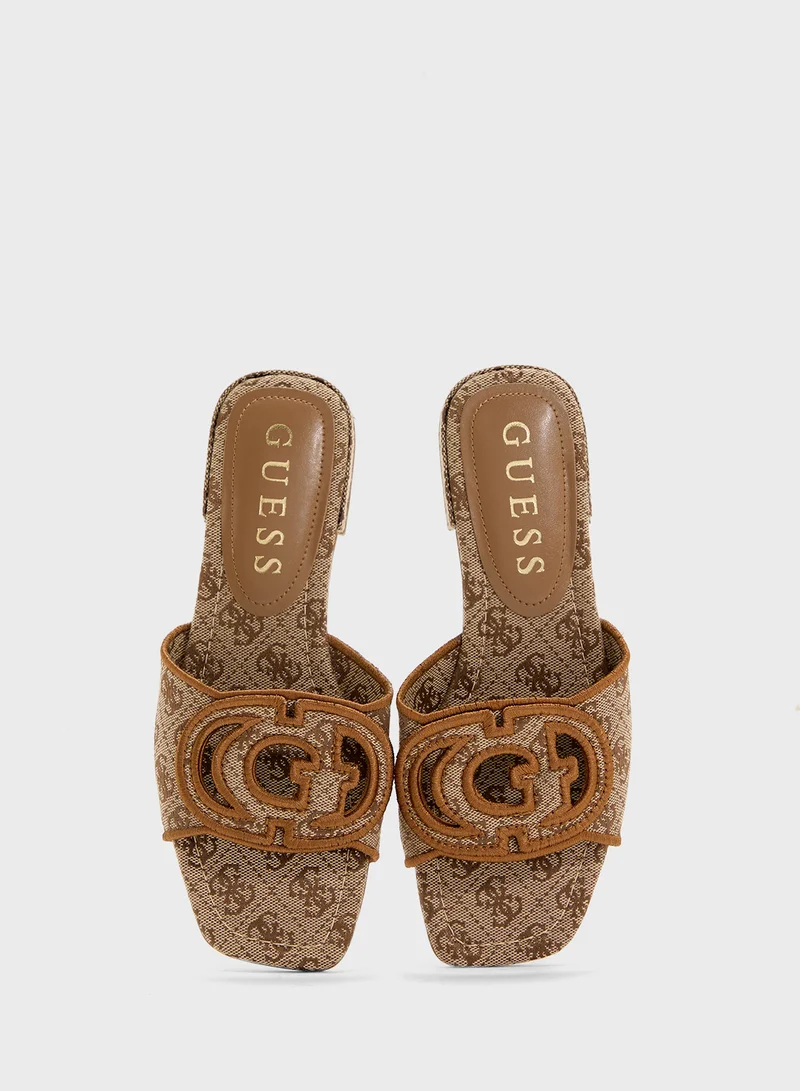 GUESS Jacquard Single Strap Low Heel Sandals
