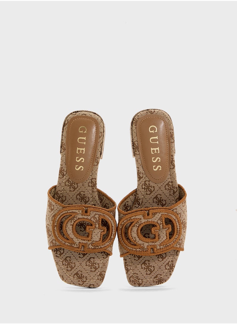 GUESS Jacquard Single Strap Low Heel Sandals  - Image 4