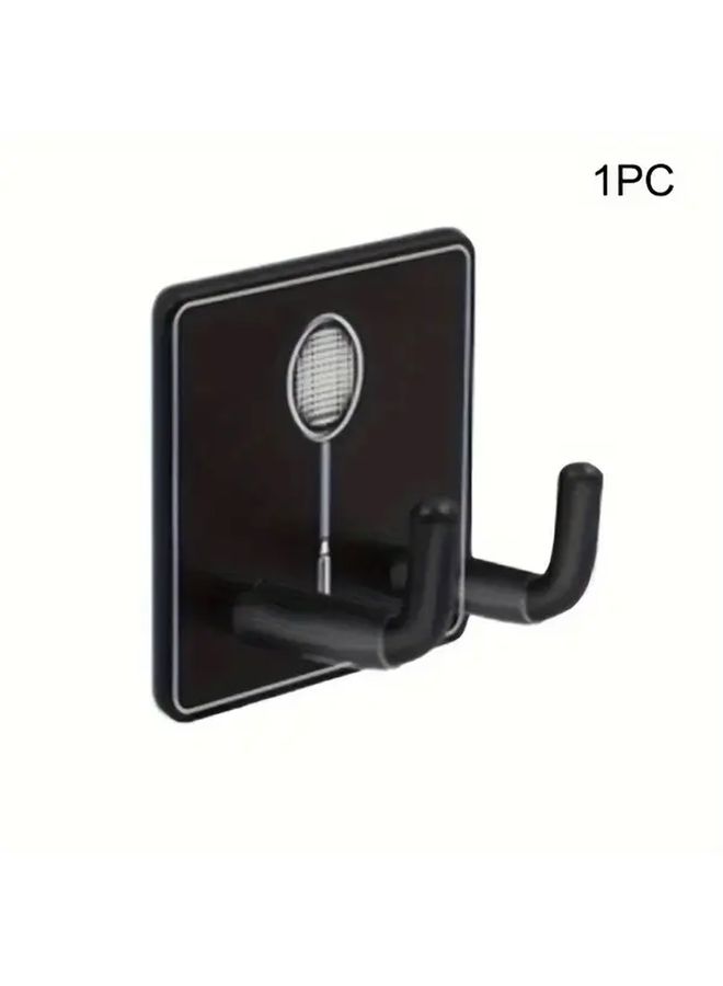 Stainless Steel No Drill Badminton Racket Wall Hook 1pc Adhesive Mount Home Garage - Image 1