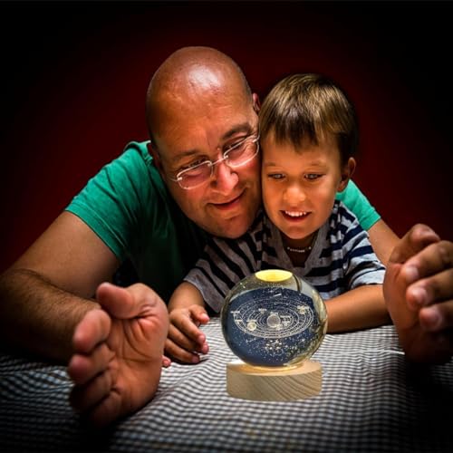 Otidge 3D Galaxy Crystal Ball Light Lamp | Unique Lamps for Home Decoration | USB Table Lamps for Home Decoration | Warmwhite Levitating Lamp (Men on Moon) - Image 5