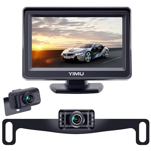 YIMU Backup Camera System with License Plate Backup Reverse Camera, Easy Installation, Plug & Play, DIY Guide Lines, 150° Wide Angle, Night Vision, IP69K Waterproof, Optional Dual Bracket K4302 - Image 1