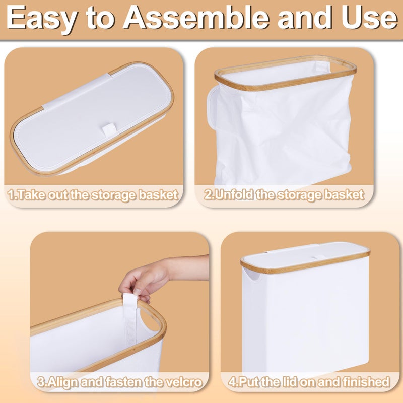 efluky Toilet Paper Basket 28L, Toilet Paper Holder with Lid for Bathroom, Free Standing Storage Organizer Holds Up to 9-12 Rolls (White, 1) - Image 5