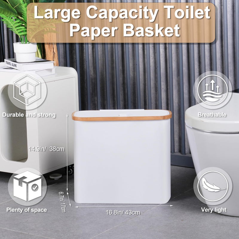 efluky Toilet Paper Basket 28L, Toilet Paper Holder with Lid for Bathroom, Free Standing Storage Organizer Holds Up to 9-12 Rolls (White, 1) - Image 2