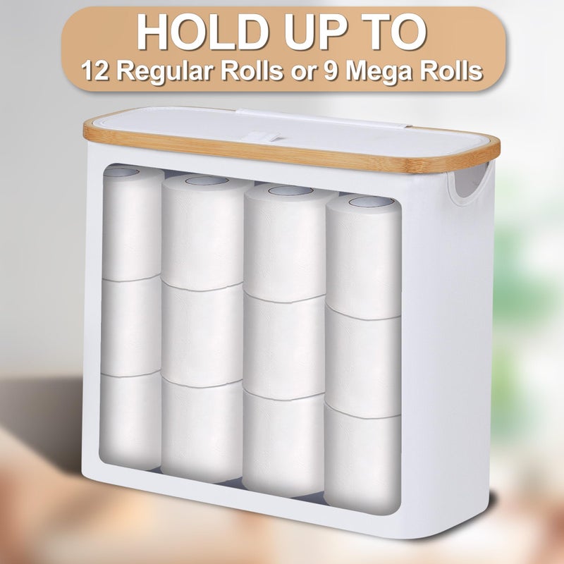 efluky Toilet Paper Basket 28L, Toilet Paper Holder with Lid for Bathroom, Free Standing Storage Organizer Holds Up to 9-12 Rolls (White, 1) - Image 4