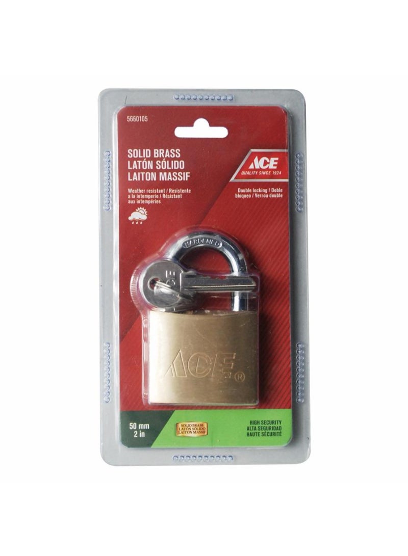 ACE Solid Brass Padlock W  Keys 5 cm