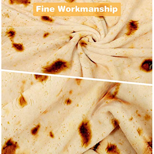 LetsFunny Burrito Tortilla Throw Blanket,2.0 Double Sided Burritos Taco Tortilla Wrap Blankets,Giant Funny Realistic Flannel Food Round Blankets,Funny Gifts for Kids Newborn Toddler Dog Cat Baby Shower 47in - Image 3