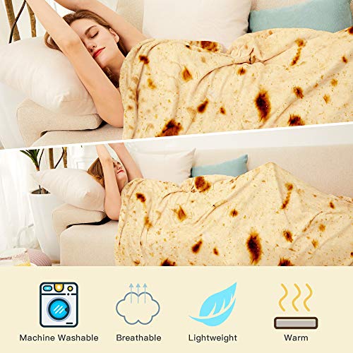 LetsFunny Burrito Tortilla Throw Blanket,2.0 Double Sided Burritos Taco Tortilla Wrap Blankets,Giant Funny Realistic Flannel Food Round Blankets,Funny Gifts for Kids Newborn Toddler Dog Cat Baby Shower 47in - Image 5