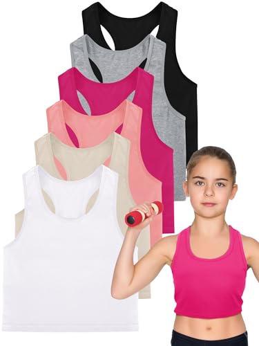 Geyoga 6 Pieces Girls Dance Tank Top Racerback Crop Top Sleeveless Dance Outfit for Ballet Hip Hop Athletic Wear - Image 5