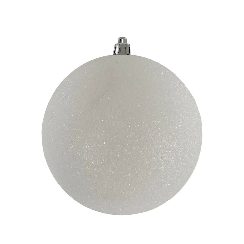CHRISTMAS MAGIC Baubles Glitter White 12cm 2Pcs/PVC Box