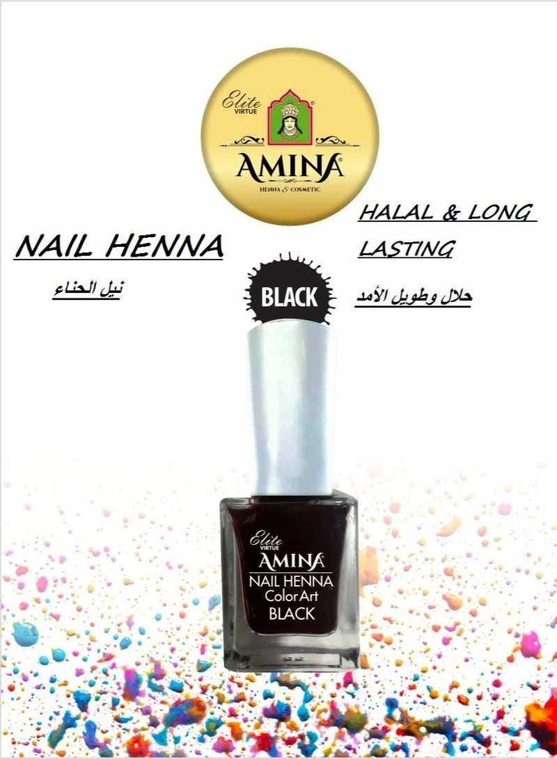 Amina Nail Polish Henna Color Art Nail Paint Mehendi Black 10 ML - Image 1