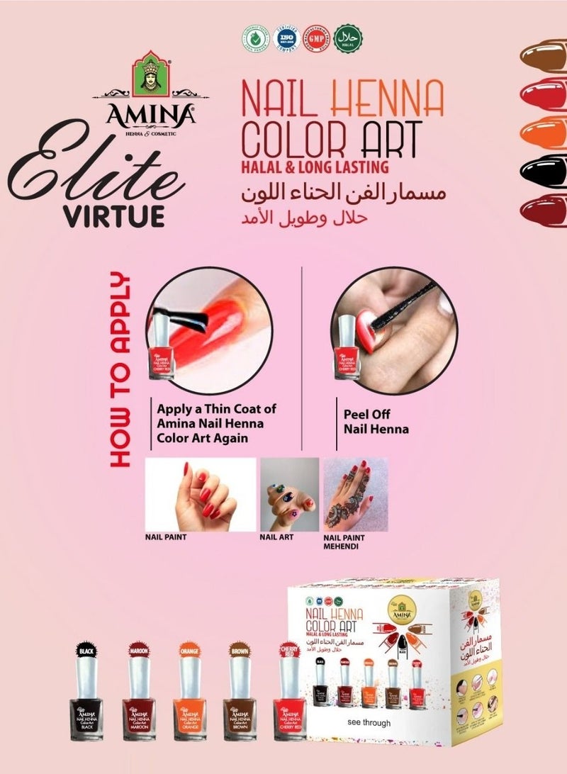 Amina Nail Polish Henna Color Art Nail Paint Mehendi Black 10 ML - Image 2