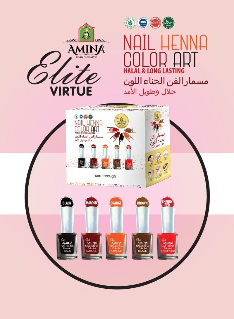 Amina Nail Polish Henna Color Art Nail Paint Mehendi Black 10 ML - Image 4