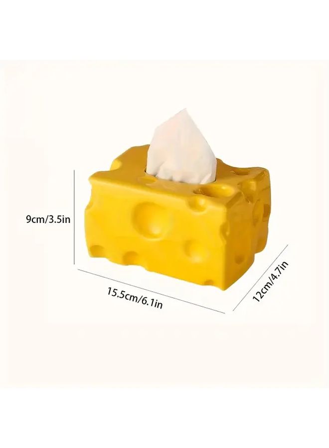 Yellow Cheese Tissue Box Holder Realistic Design Durable Tabletop Napkin Dispenser Kitchen Decor Gift - Image 3