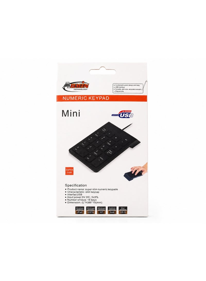 ADMIN TECHNOLOGY Mini USB ADMIN numeric keypad – Slim design, 18 buttons - Image 4