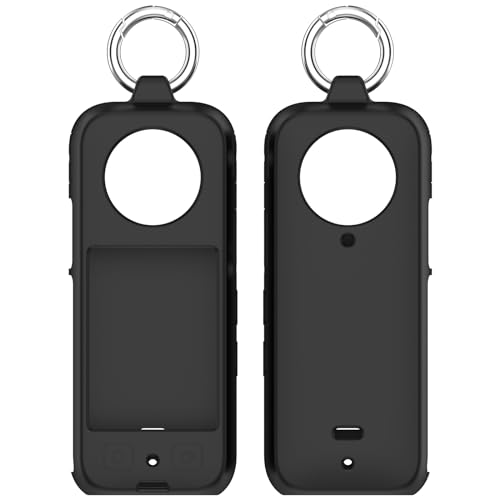 Wisely Insta 360 X3 Silicone Case Anti-Scratch Silicone Skin Camera Cover with Ring Holder - Black - Image 3