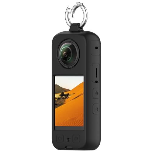 Wisely Insta 360 X3 Silicone Case Anti-Scratch Silicone Skin Camera Cover with Ring Holder - Black - Image 2