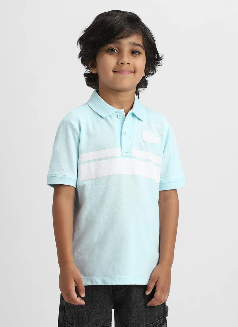 Nautinati Blue Striped Cotton Polo T-shirt for Boys