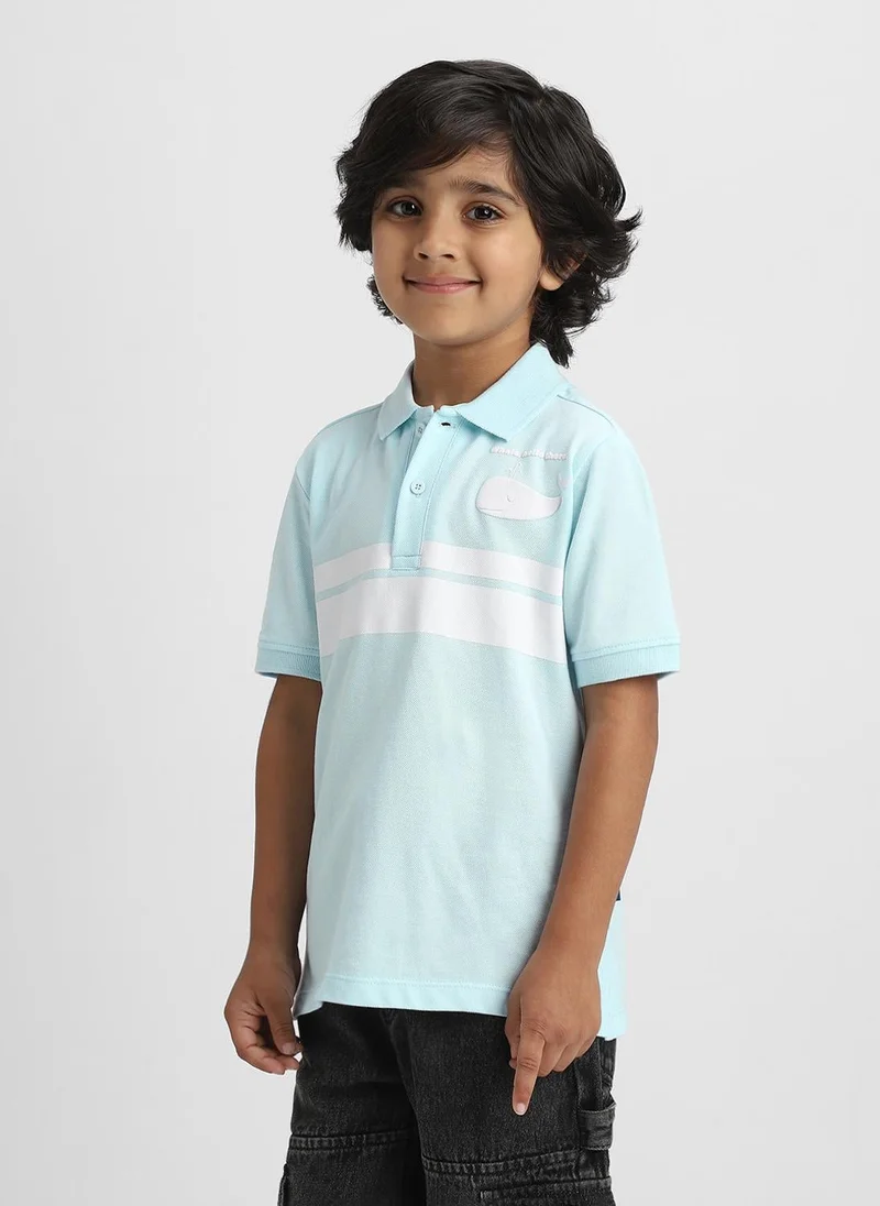 Nautinati Nautinati Blue Striped Cotton Polo T-shirt for Boys