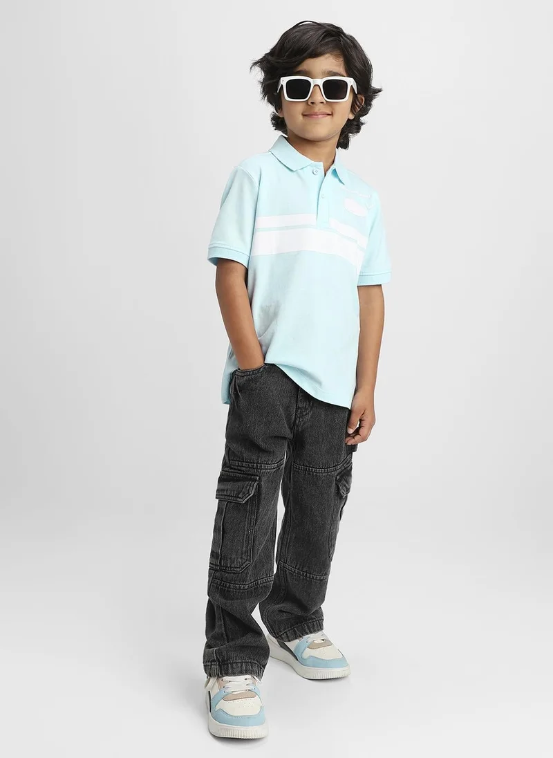 Nautinati Blue Nautinati Blue Striped Cotton Polo T-shirt for Boys for Men | Best Price UAE