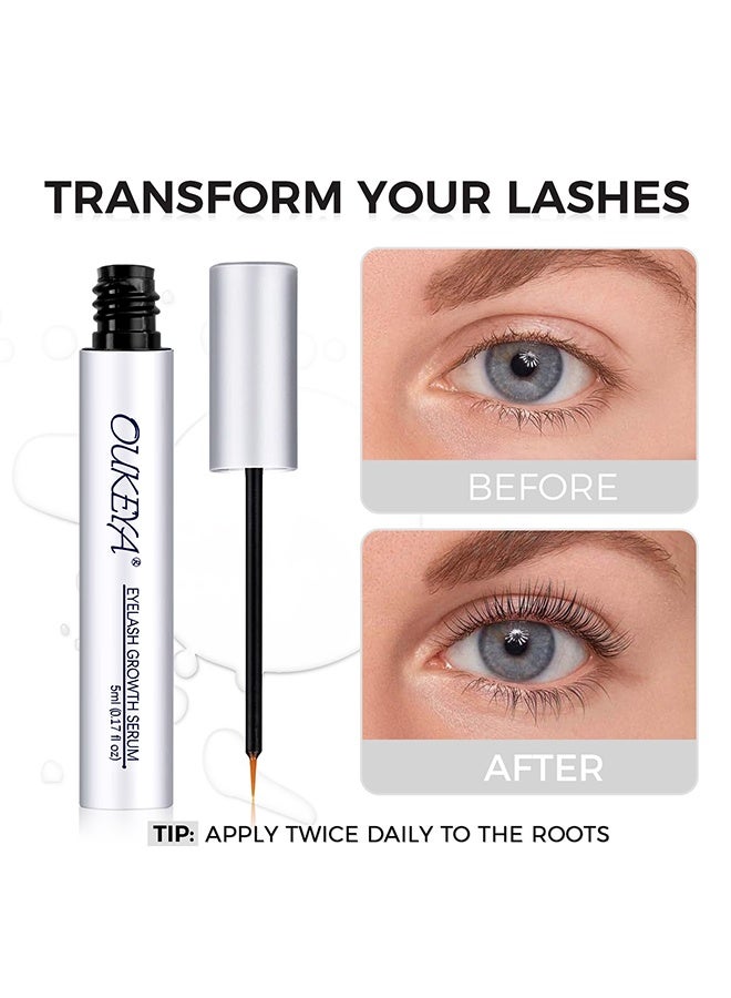 OUKEYA Eyelash Growth Serum, Eyelash Enhancing Serum, Appearance of Longer and Thicker Eyelashes, Enhances and Protect Against Breakage, Improving Flexibility 5ml - Image 2