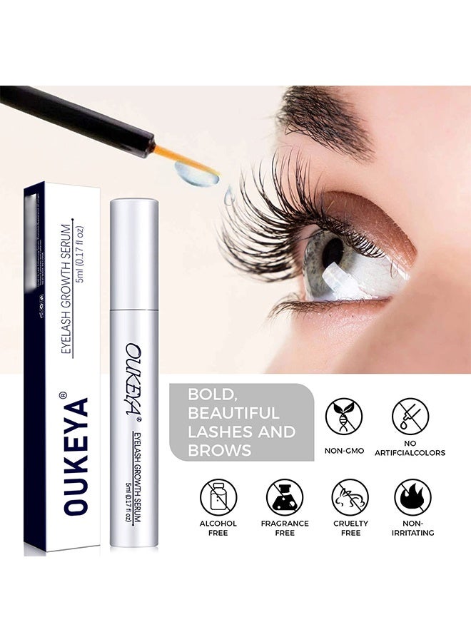 OUKEYA Eyelash Growth Serum, Eyelash Enhancing Serum, Appearance of Longer and Thicker Eyelashes, Enhances and Protect Against Breakage, Improving Flexibility 5ml - Image 3