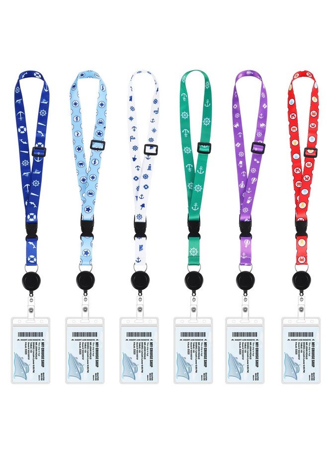 Prudiut - 6 Pcs Cruise Lanyards For Cruise Ship Cards Cruise Lanyard Retractable Cruise Ship Lanyards With Waterproof Detachable Badge Holder For Cruise Ship Essentials (Simple Style) - Image 1