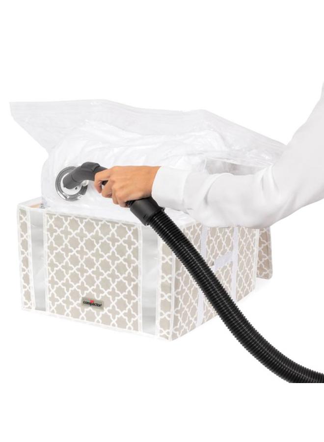 COMPACTOR Square Shaped Transparent Zipper Nylon Vacuum Storage Bag Beige and White 125 Liter - Image 3