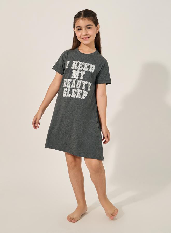 Styli Slogan Print Short Sleeve Nightdress  - Image 1