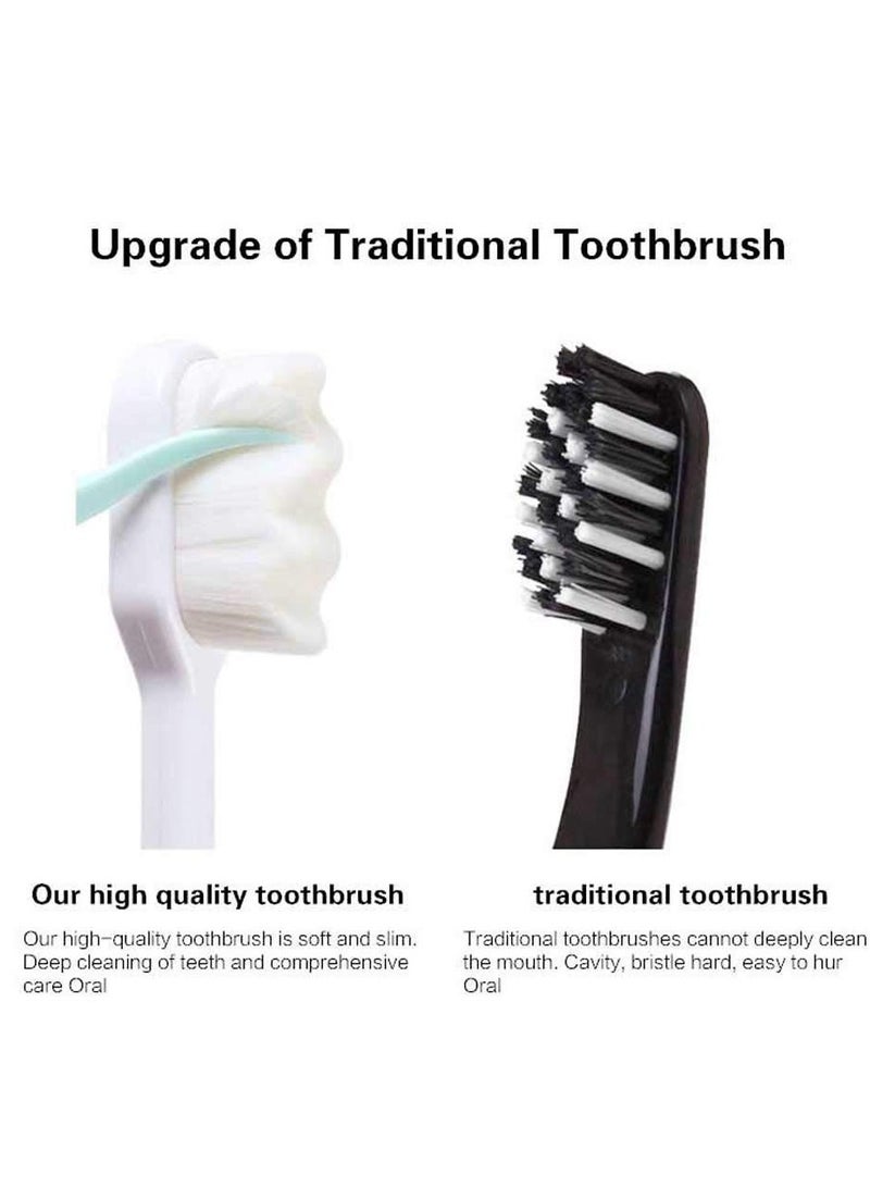 بونيتو 4 قطع فرشاة أسنان نانو فائقة النعومة، فرشاة أسنان بـ 20000 شعيرة، فرشاة أسنان يدوية للعناية بالأسنان واللثة الحساسة، تأثير تنظيف جيد للنساء الحوامل، كبار السن، البالغين، الأطفال، حاملات تقويم الأسنان وتراجع اللثة (أسود + أخضر + أبيض + وردي) - Image 5