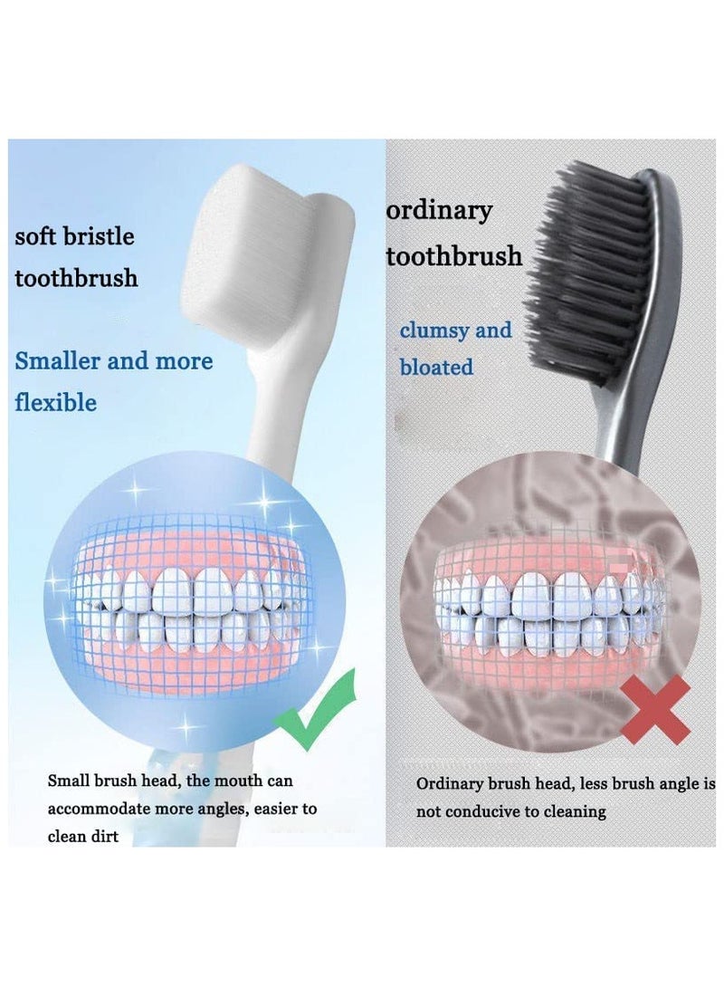 بونيتو 4 قطع فرشاة أسنان نانو فائقة النعومة، فرشاة أسنان بـ 20000 شعيرة، فرشاة أسنان يدوية للعناية بالأسنان واللثة الحساسة، تأثير تنظيف جيد للنساء الحوامل، كبار السن، البالغين، الأطفال، حاملات تقويم الأسنان وتراجع اللثة (أسود + أخضر + أبيض + وردي) - Image 4