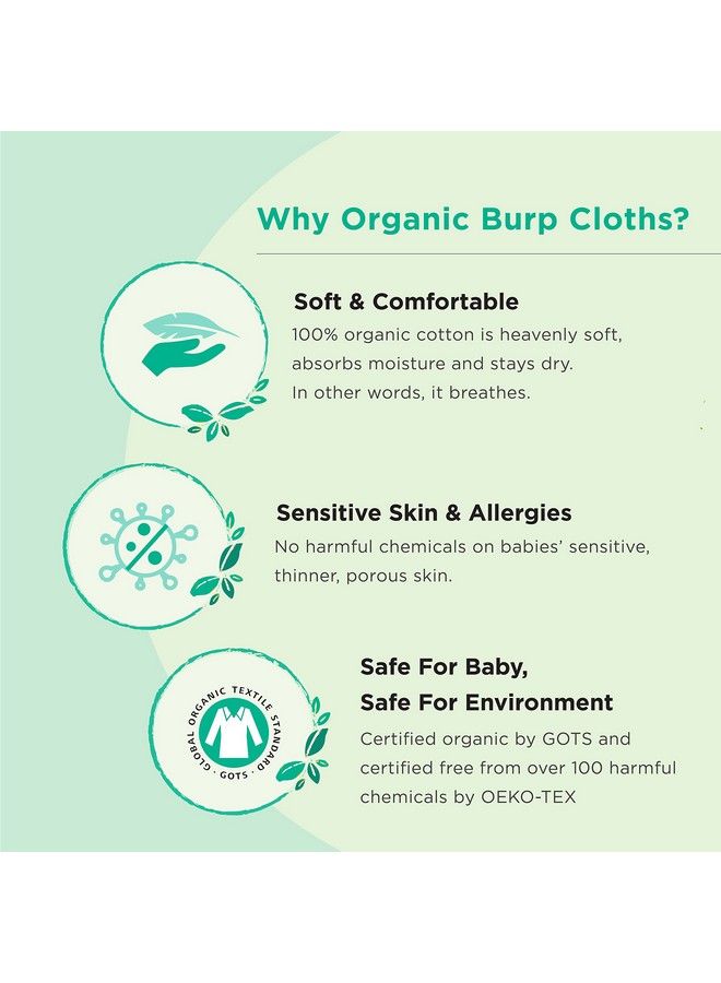 KiddyStar 100% Organic Cotton Baby Burp Cloths 5 Pack Burping Rags Large 21''X10'' Soft And Absorbent Burping Towels For Newborns - Image 4