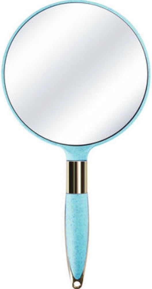lasenersm lasenersm 1 Piece Travel Handheld Mirror Round Travel Makeup Mirror Cosmetic Hand Mirror Hand Held Mirror Plastic Cosmetic Mirror Makeup Hand Mirror with Handle, Blue 